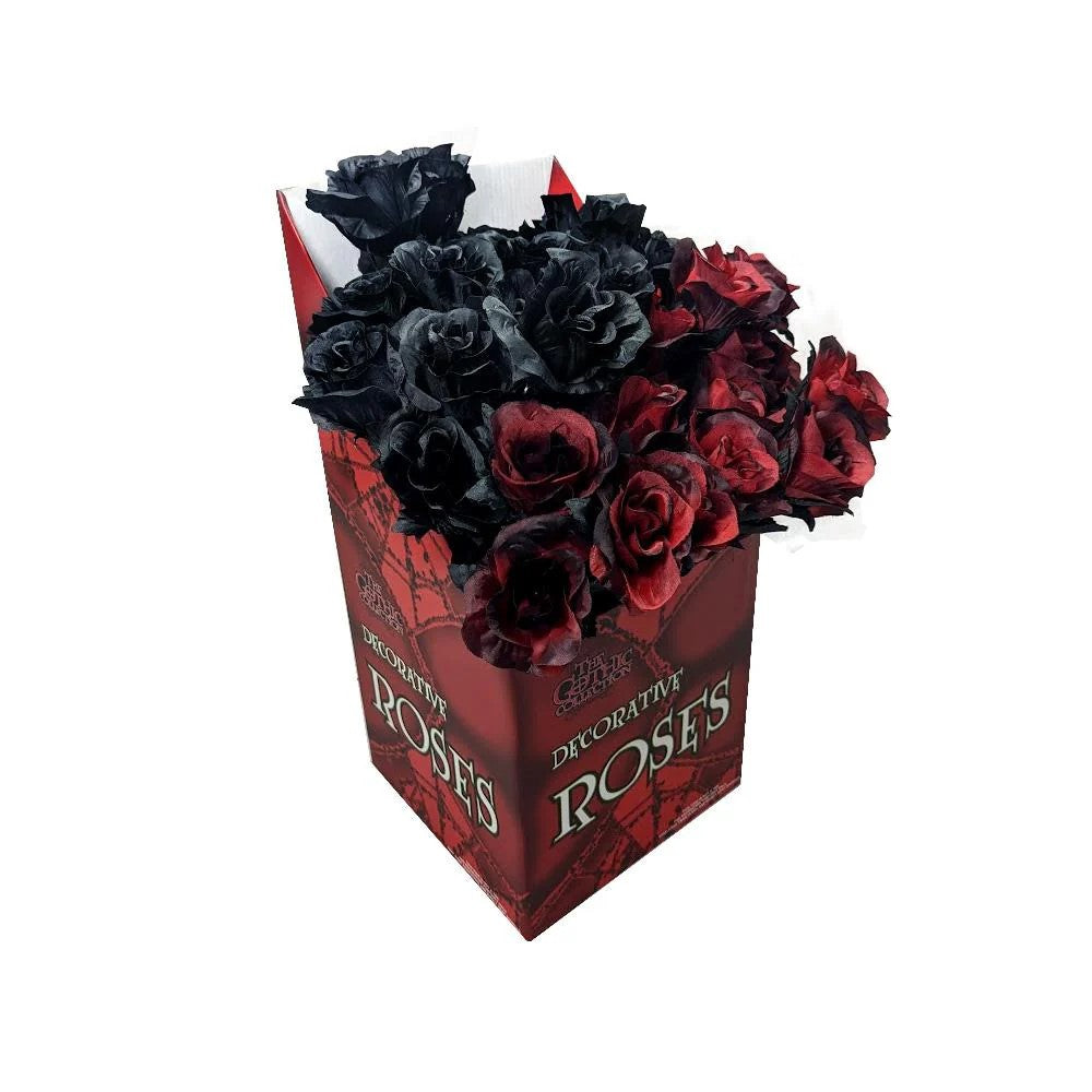 2 ASSORTED RED AND BLACK ROSES 6X6X43CM