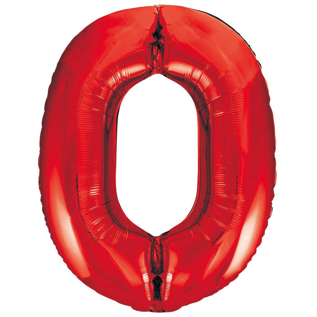 Red "0" Numeral Foil Balloons 86cm