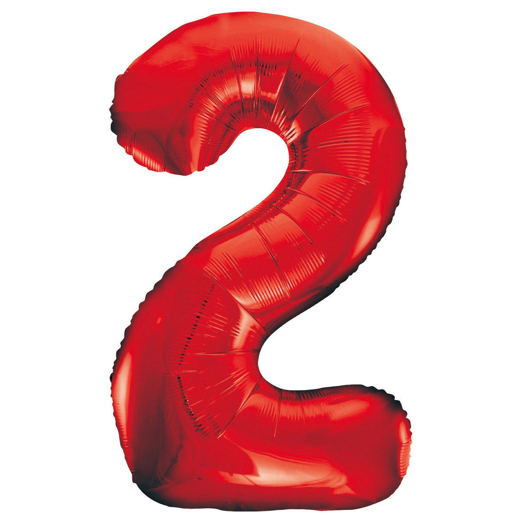 Red "2" Numeral Foil Balloons 86cm