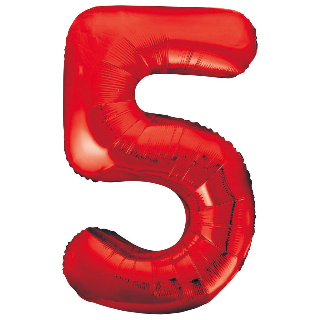 Red "5" Numeral Foil Balloons 86cm