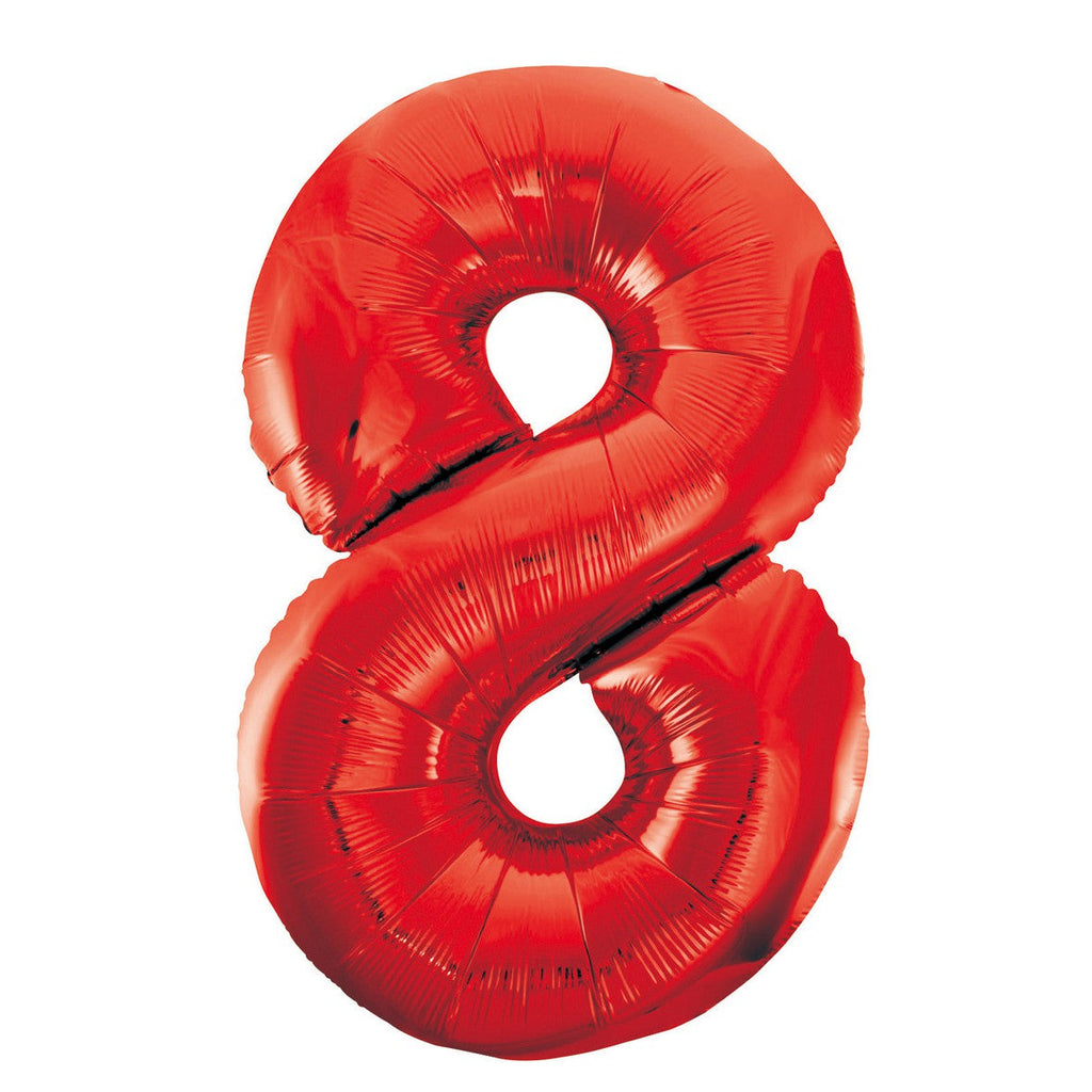 Red "8" Numeral Foil Balloons 86cm