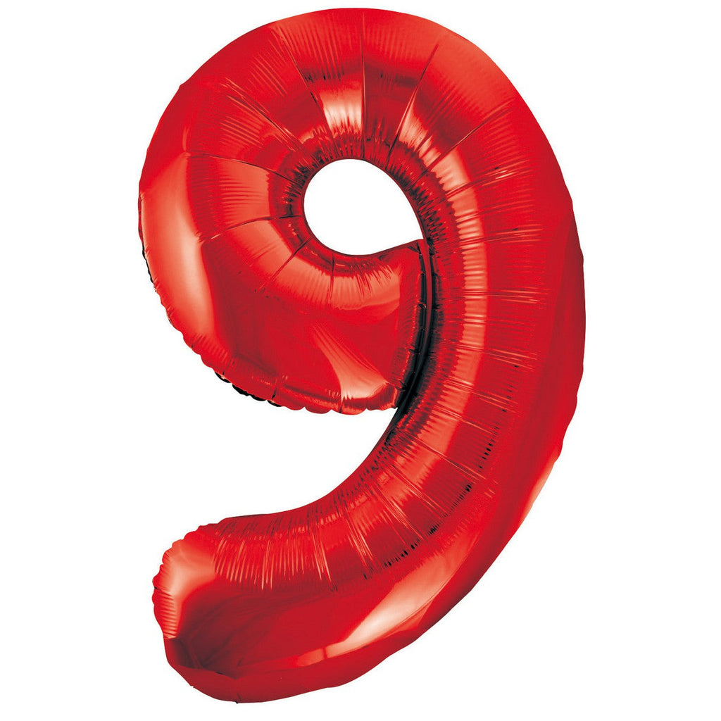 Red "9" Numeral Foil Balloons 86cm