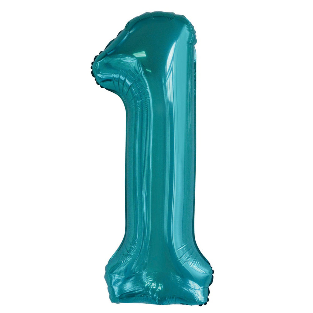 Teal 1 Numeral Foil Balloon 86cm