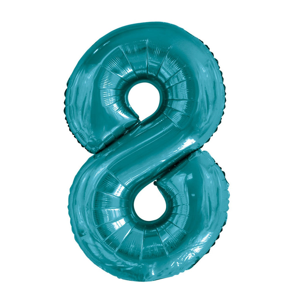 Teal 8 Numeral Foil Balloon 86cm