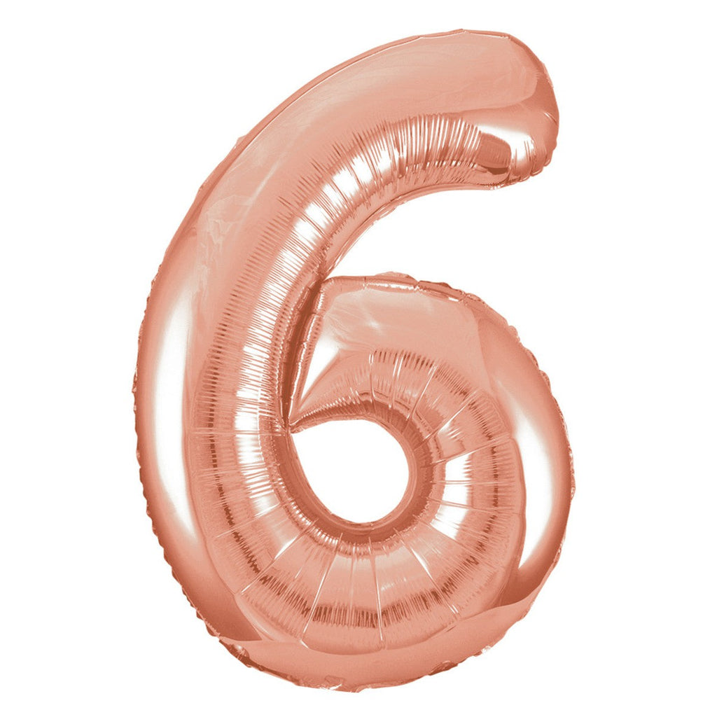 Rose Gold "6" Numeral Foil Balloons 86cm