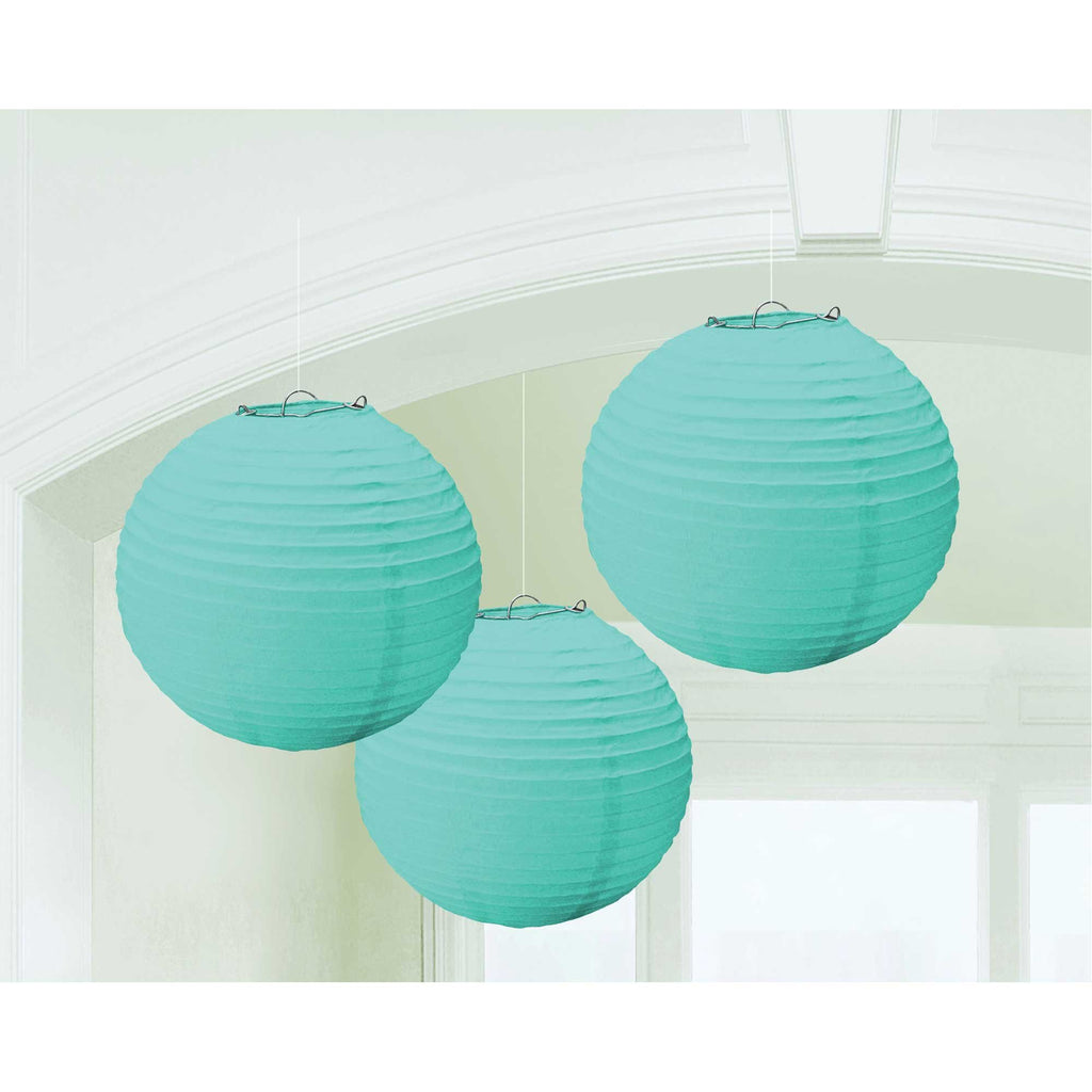 Round Paper Lanterns - Robin's Egg Blue PK3