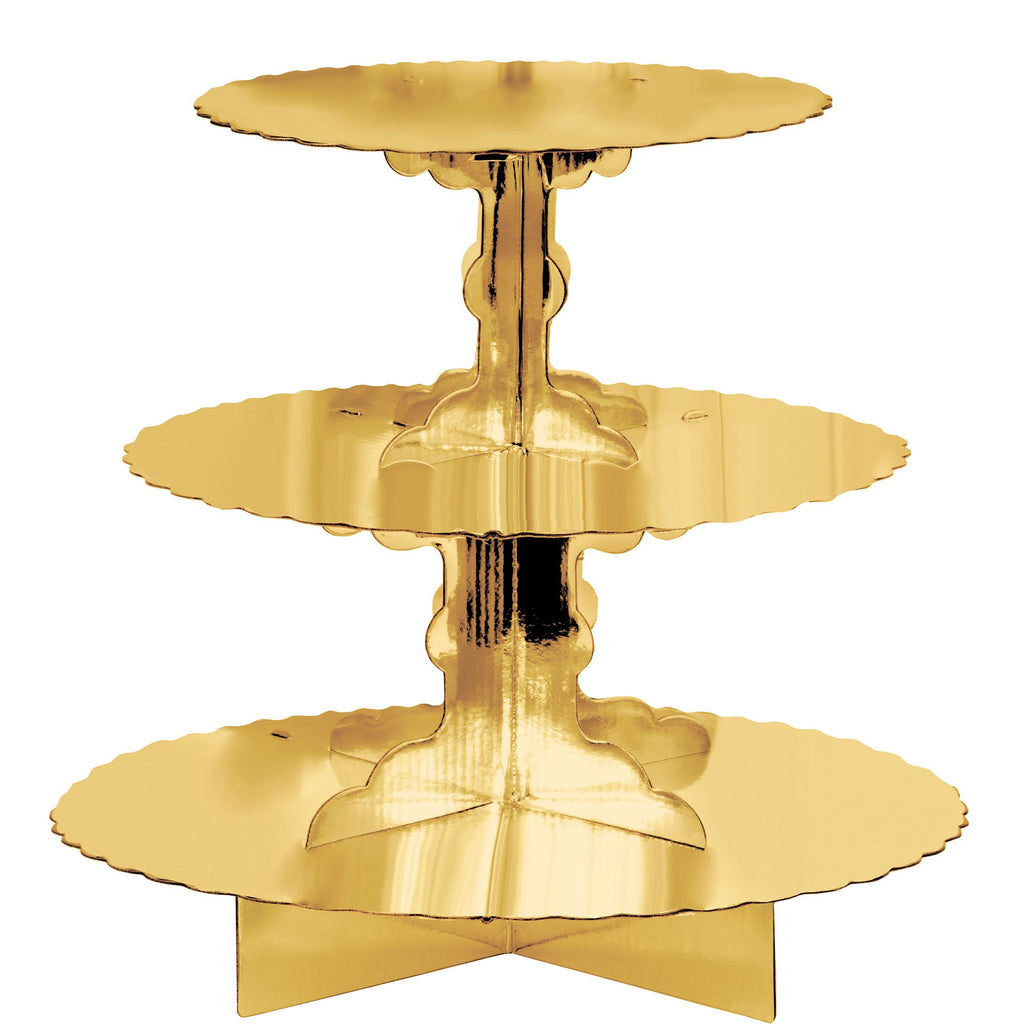 3 TIER CUPCAKE TREAT STAND GOLD