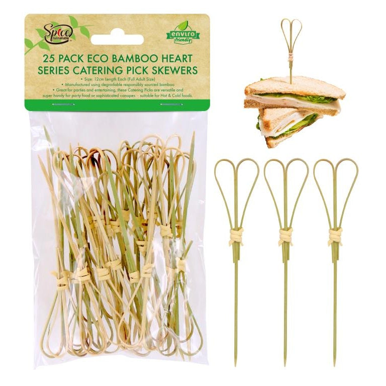 25PK Bamboo Heart Series Pick Skewers