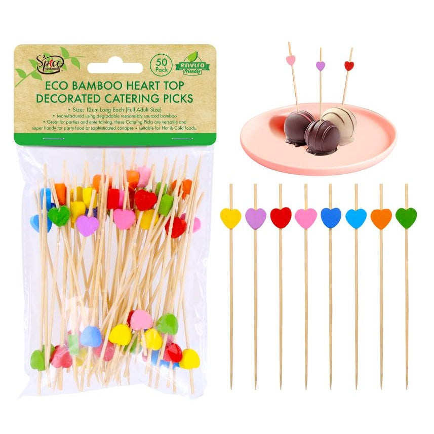 30PK Bamboo Decorated Heart Top Series Picks