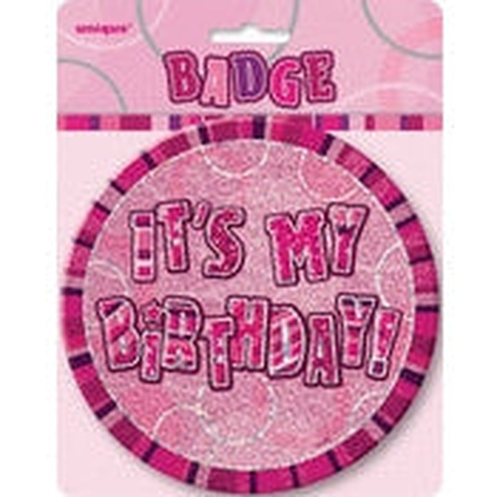 GLITZ PINK B'DAY BADGE - HB