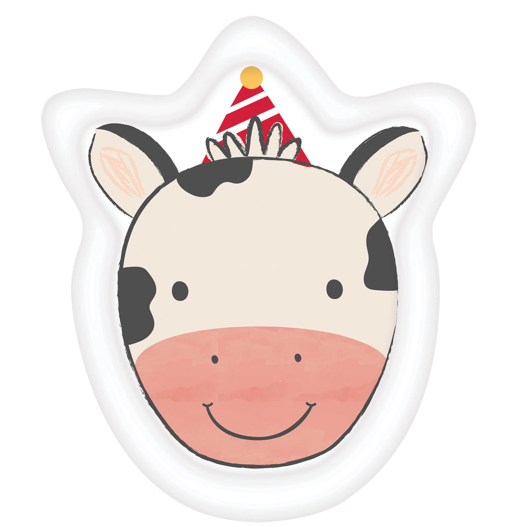 Barnyard Birthday Cow Shaped Paper Plates 22cm x 17cm PK8