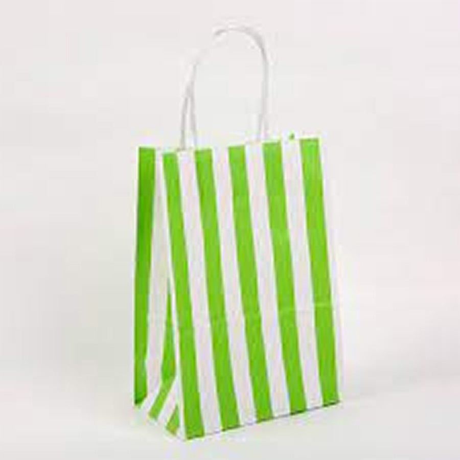 6 MINT STRIPED PARTY BAGS-18X10.5X4.6CM