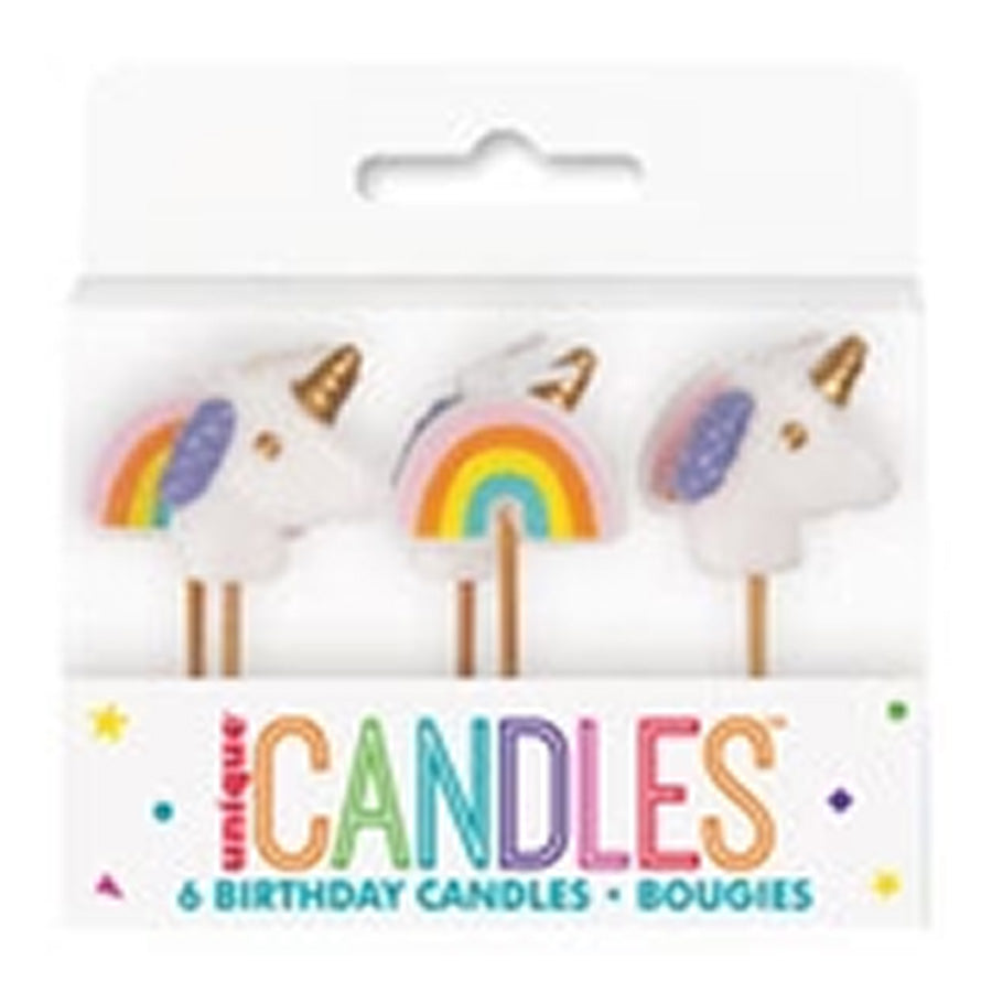 6 UNICORN &amp; R/BOW PICK CANDLES