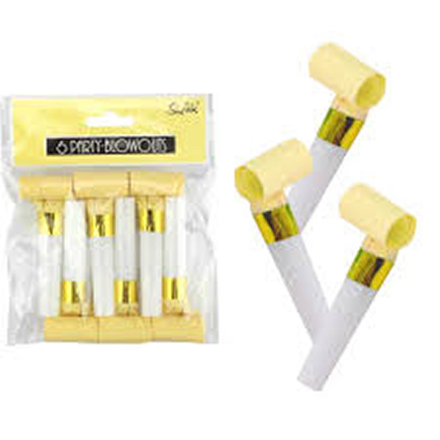 6 YELLOW PARTY BLOWOUTS