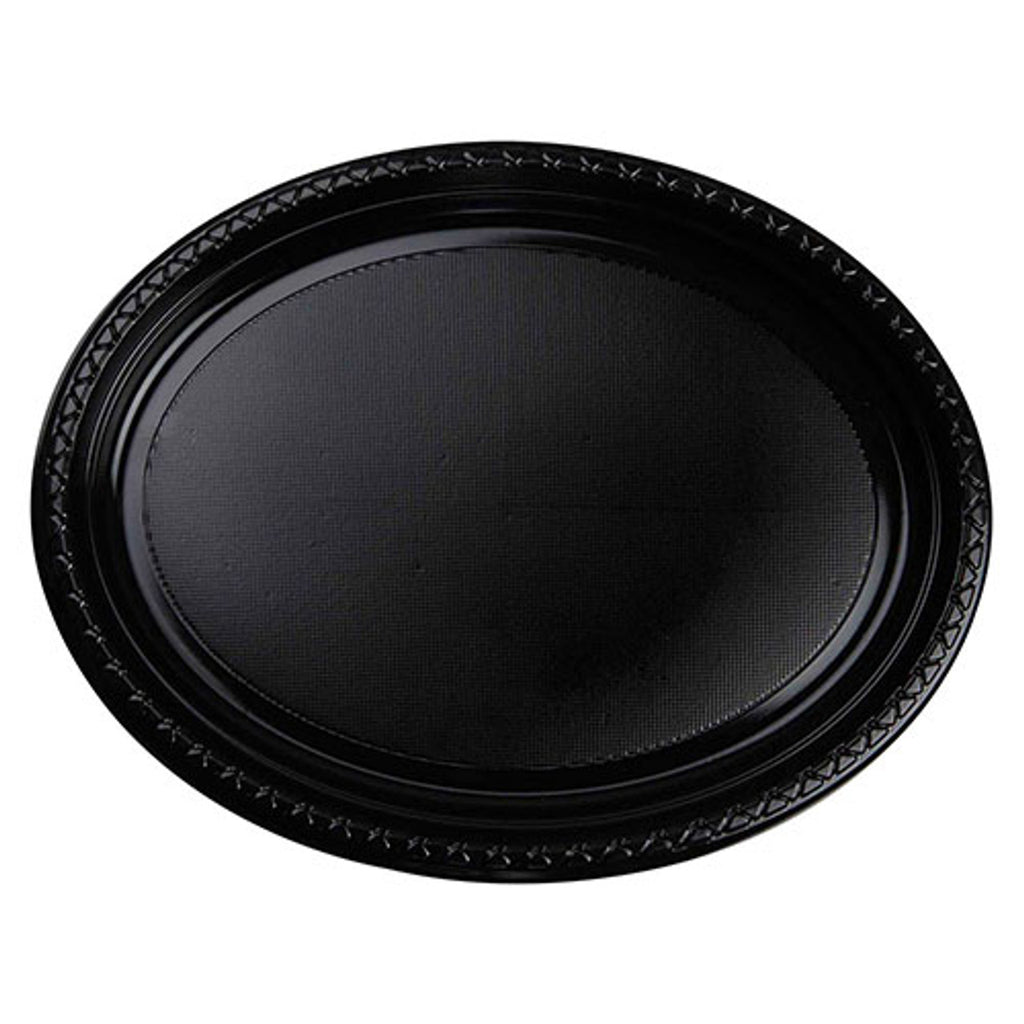 FS Oval Large Plate 12" Black 20pk