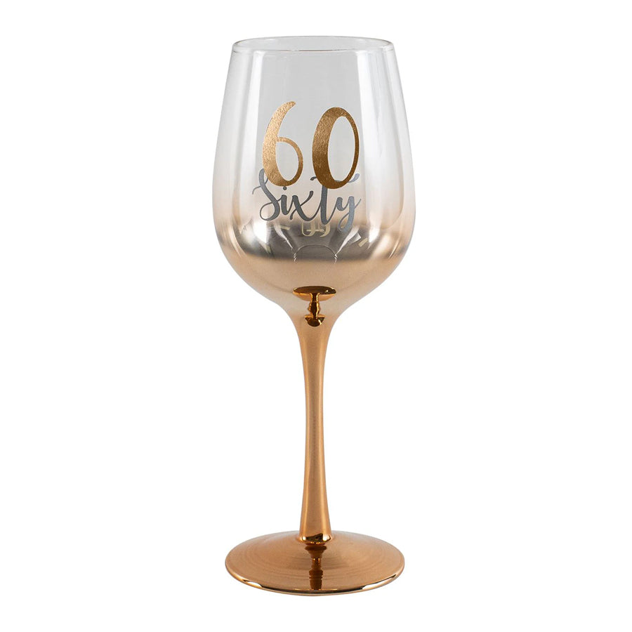 60TH Rose Gold Ombre Wine Glass