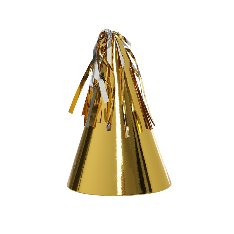 FS Party Hat with Tassel Topper Metallic Gold 10pk