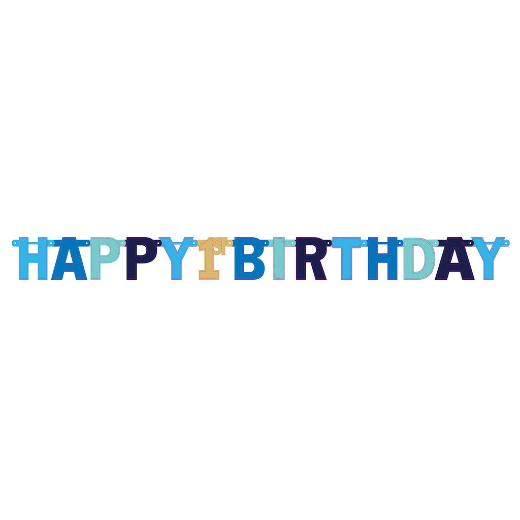 1st Birthday Blue Jumbo Foil Letter Banner