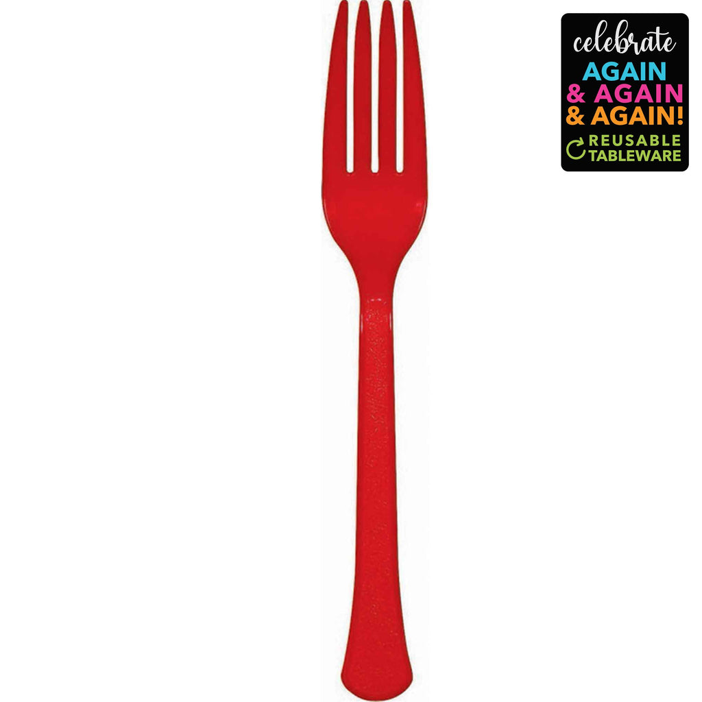 Premium Forks 20 Pack Apple Red