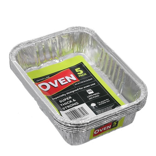 FOIL TRAY 5PK RECTANGLE 21.5X15.5X4.5CM