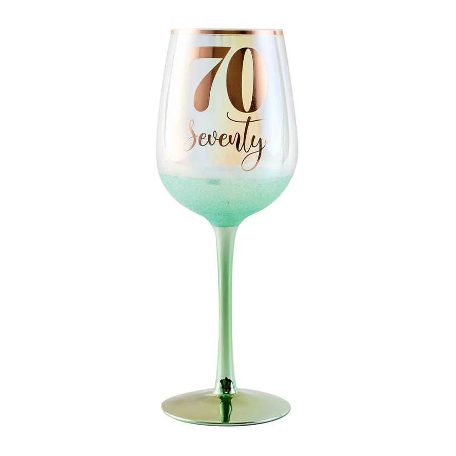 70 GLITTERATI WINE GLASS GREEN 430ML