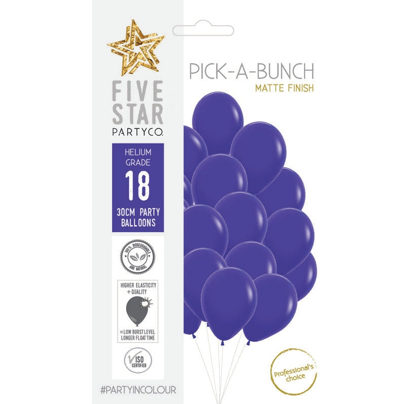 Matte Purple 30cm Round Balloon 18pk