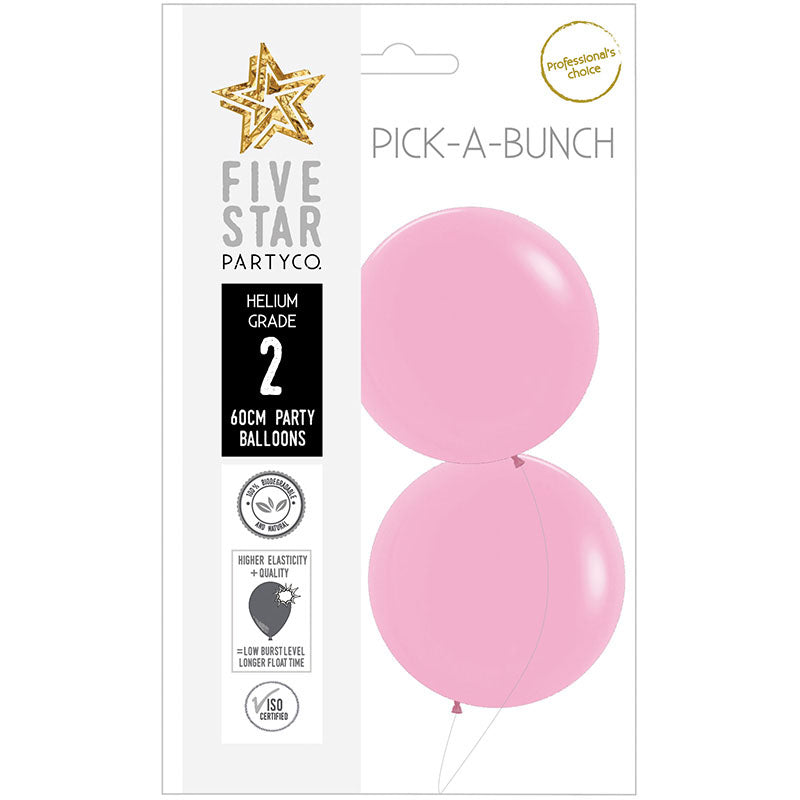 Matte Pink 60cm Round Balloons 2pk