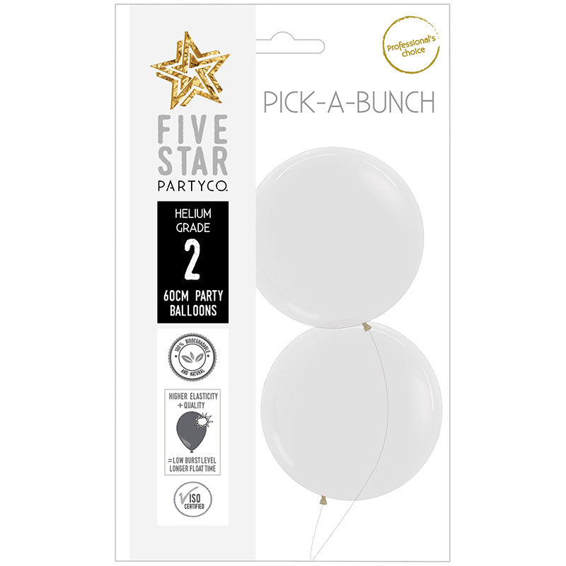 Crystal Clear 60cm Round Balloons 2pk