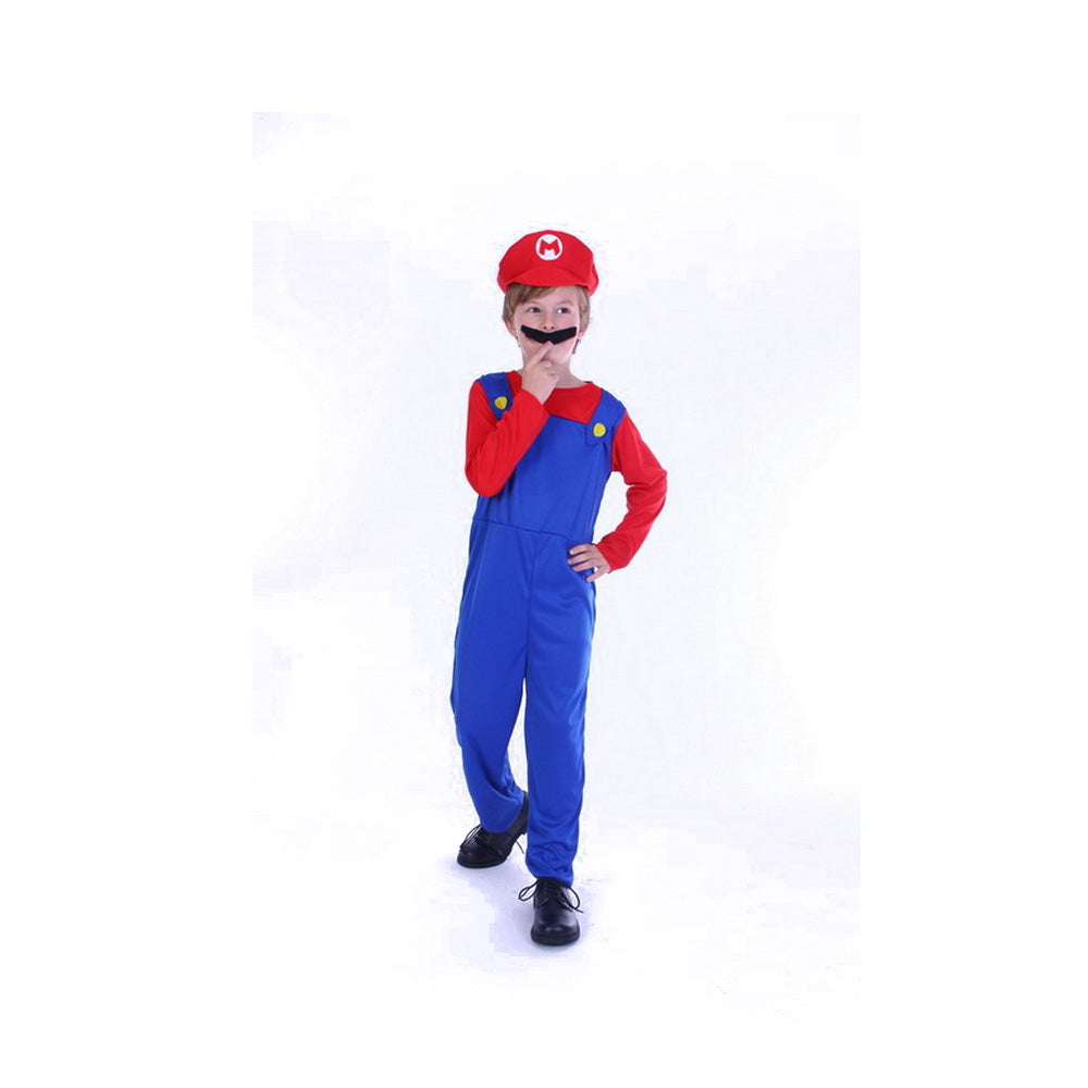 BOYS MARIO COSTUME IN PVC BAG W/COLOUR CARDS, CAP , JUMPSUIT