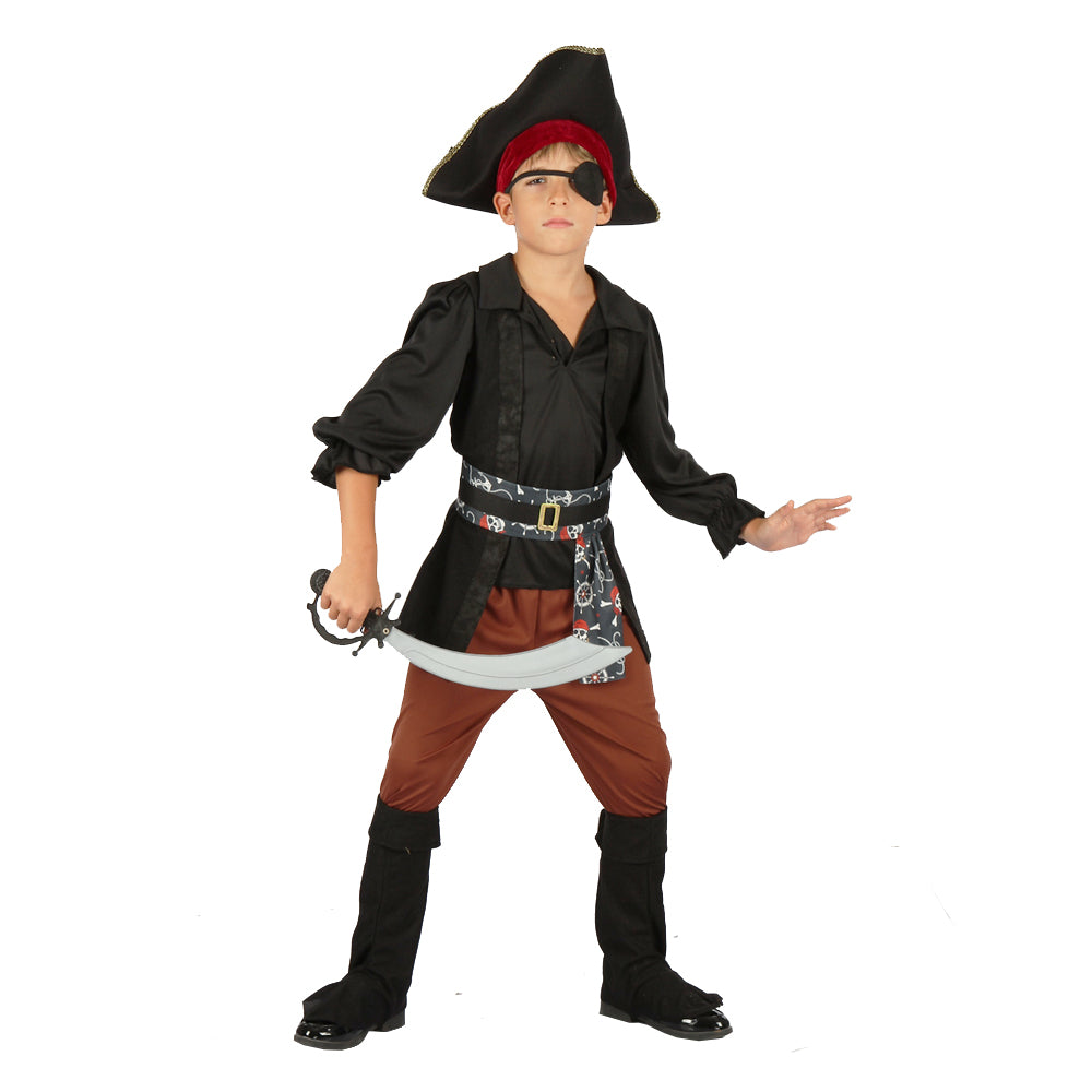 ANGRY PIRATE , HAT, EYE PATCH, SHIRT W/ VEST, BELT , BOOT TOPS