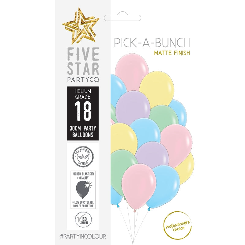 Matte Pastel Assorted 30cm Round Balloon 18pk