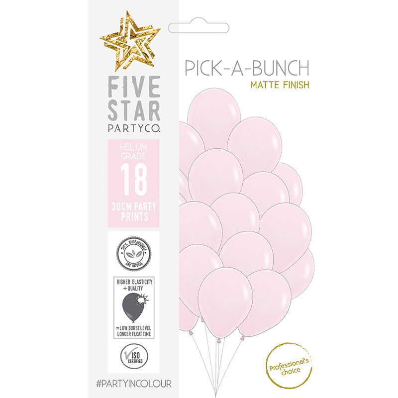 Matte Pastel Pink 30cm Round Balloon 18pk