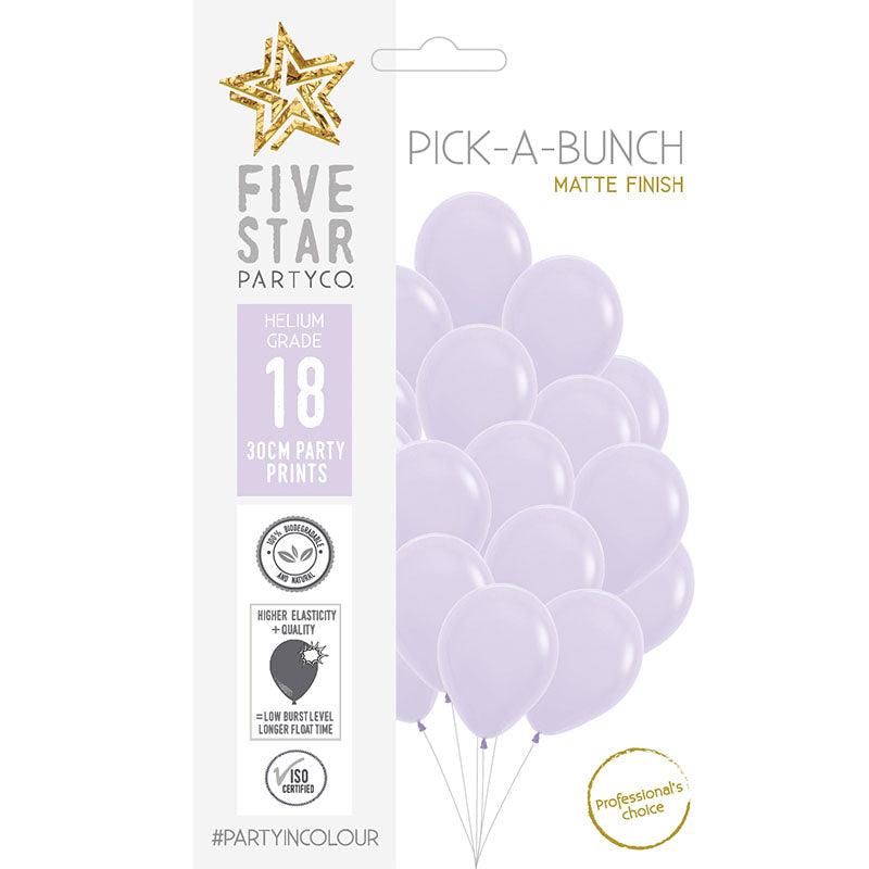 Matte Pastel Lilac 30cm Round Balloon 18pk