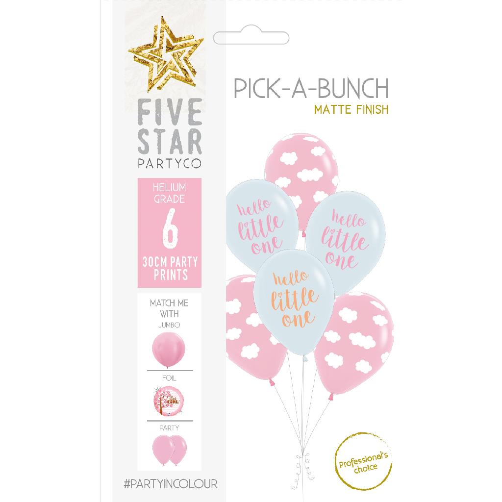 PICK-A-BUNCH Hello Baby Girl 30cm Pink/white 6pk