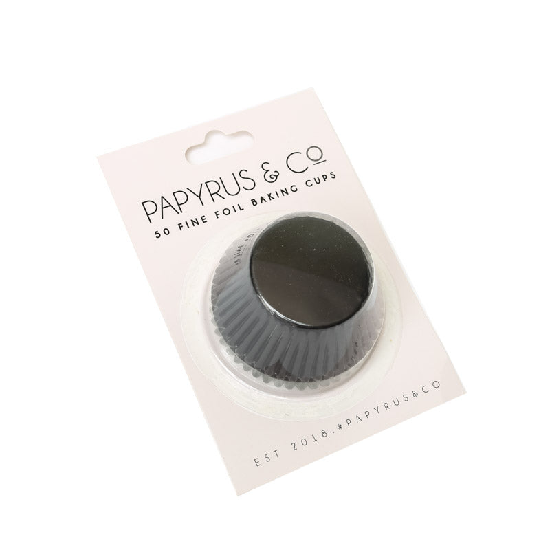 Medium BLACK Foil Baking Cups (50 pack) - 44mm Base