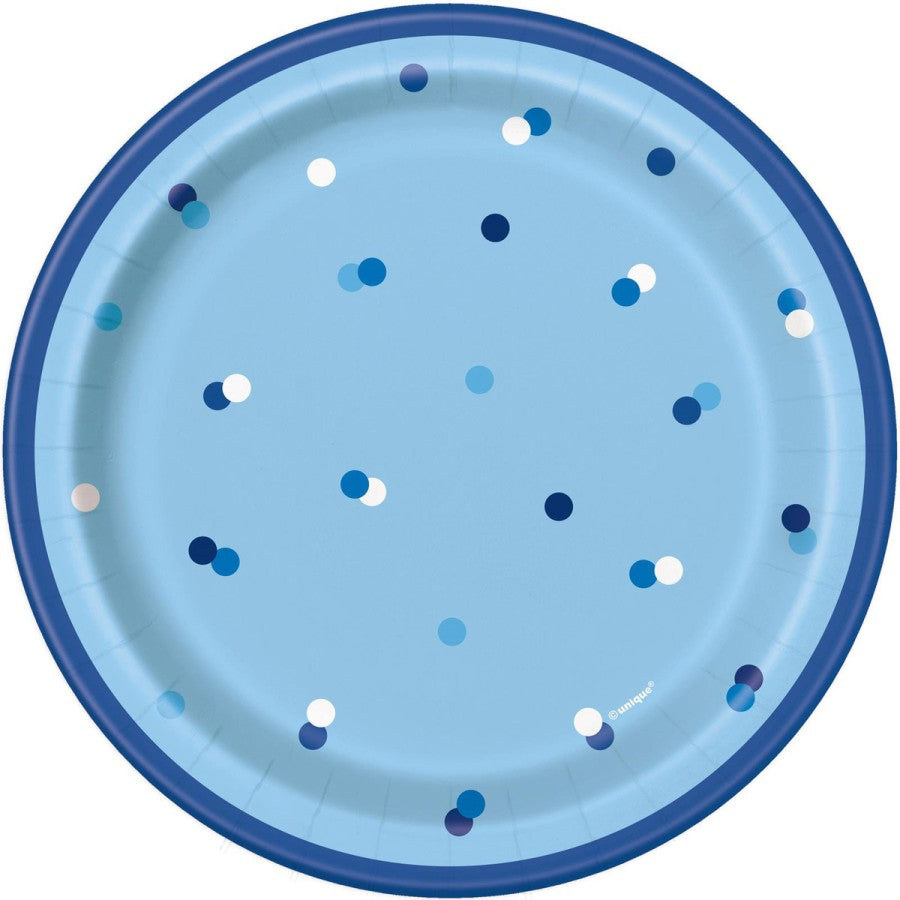 Glitz Blue &amp; Silver Dots Plates 6 3/4in