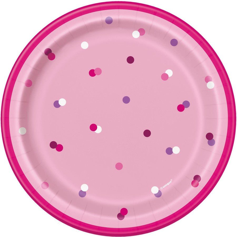 Glitz Pink &amp; Silver Dots 6 3/4" Plates