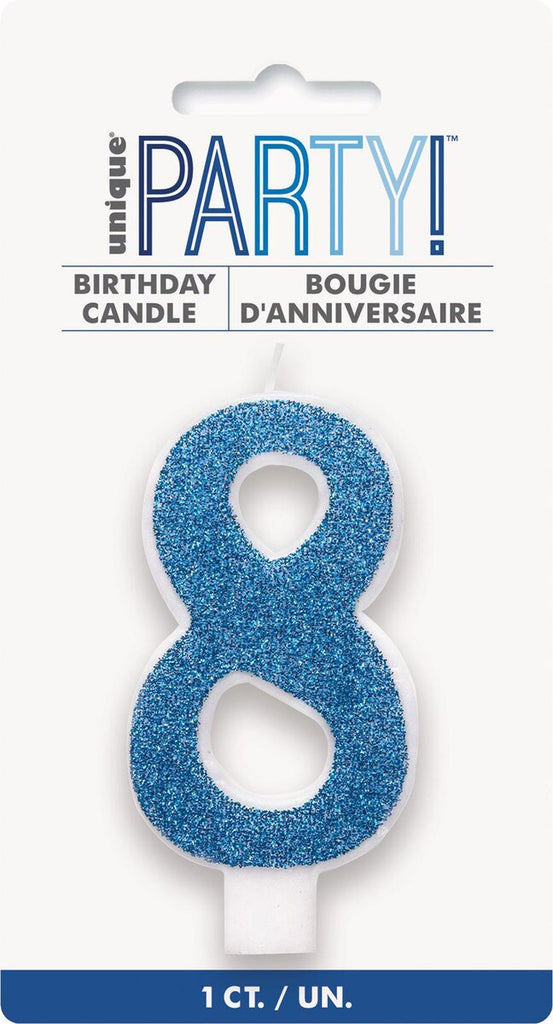 GLITTER NO 8 BLUE CANDLE