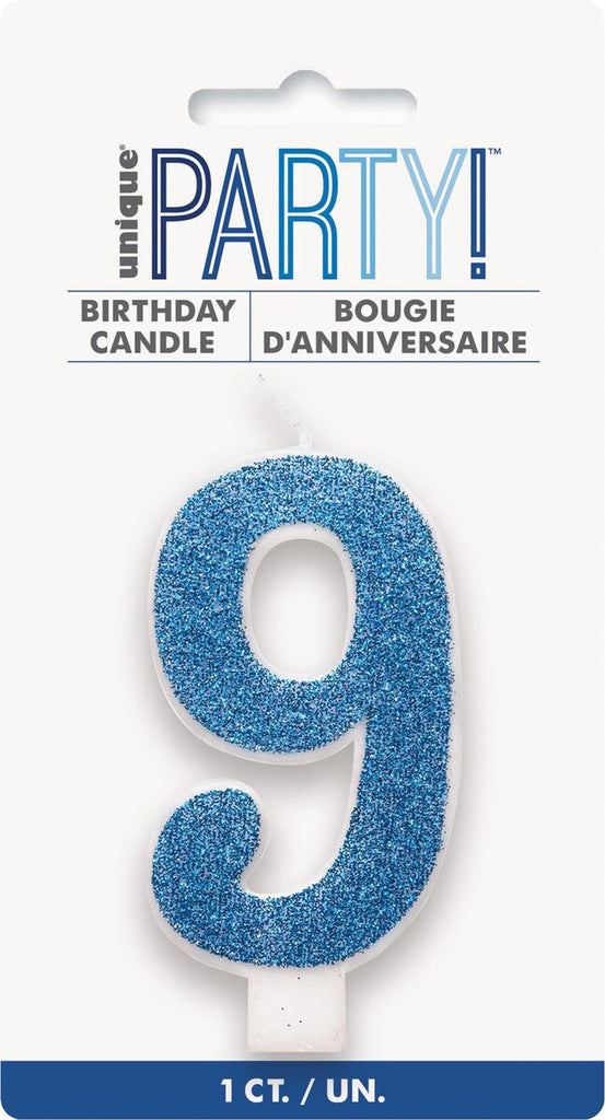 GLITTER NO 9 BLUE CANDLE