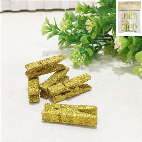 12PK GLITTER GOLD PEG