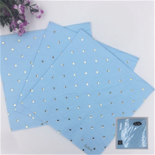 Blue Dotty Napkins With Gold