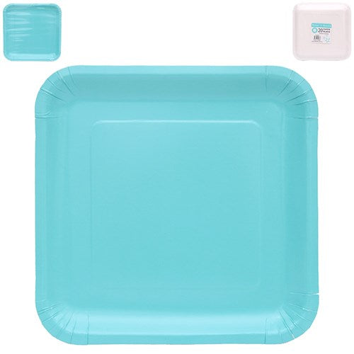 20PK 23CM SQ PLATES-TEAL