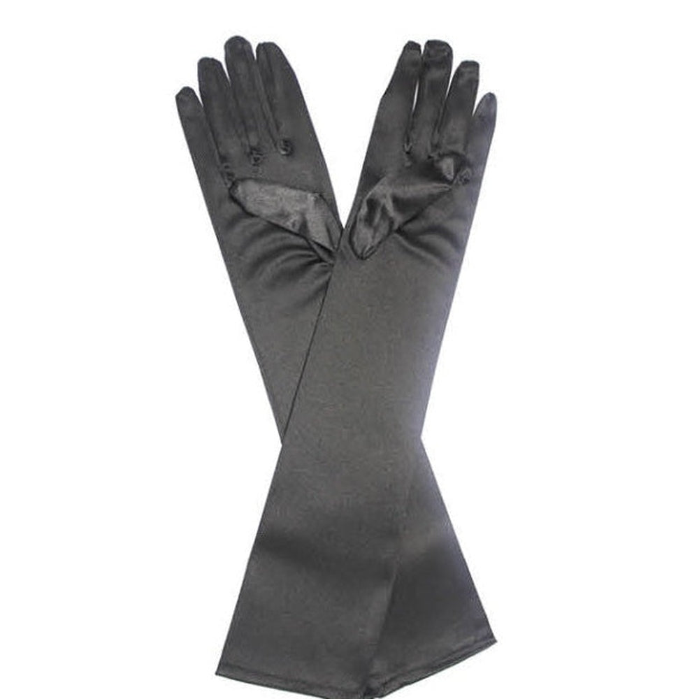 Satin Glove (Long) (Black)