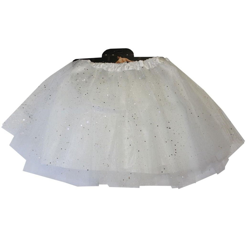 White 40cm Glitter 4 layer Tutu