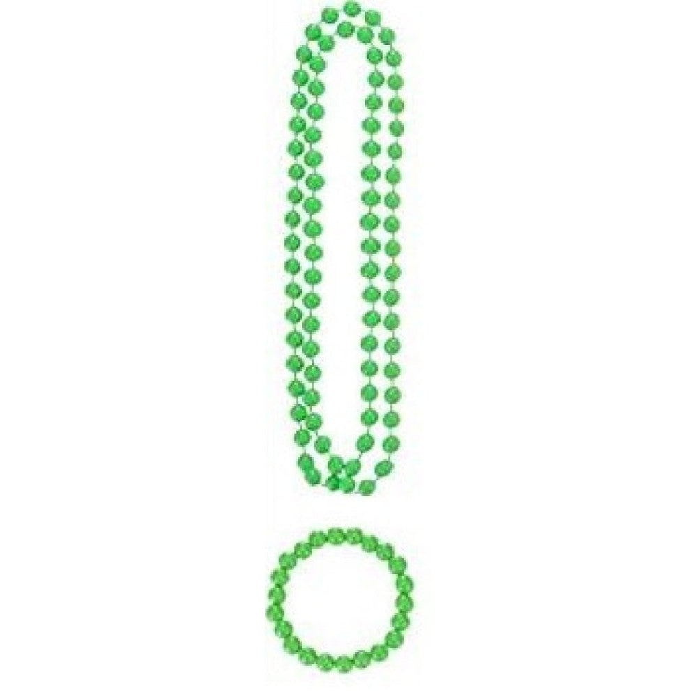 Green 80's Bead Necklace & Bracelet Set