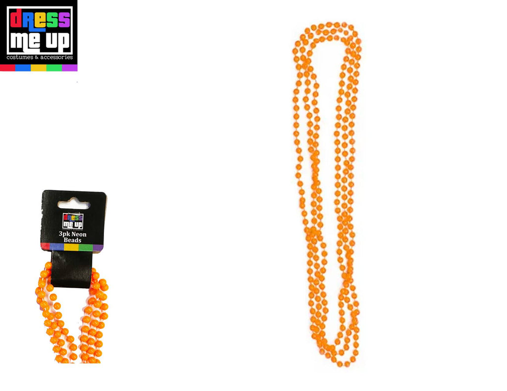 Neon 80s Orange Beads 3pk