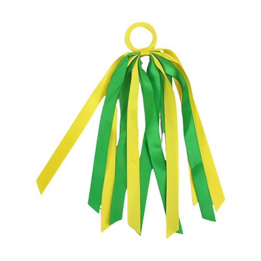 2pk Green &amp; Gold Tassel Hair Ties