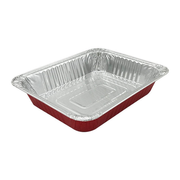 455mm x 340mm x 75mm Rectangular Foil Tray Red Base Pk1