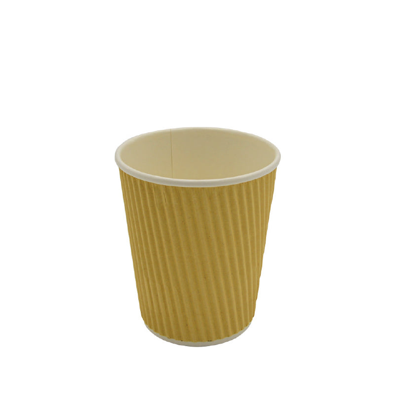 8oz Double Wall Rippled Coffee Cups Kraft PK25