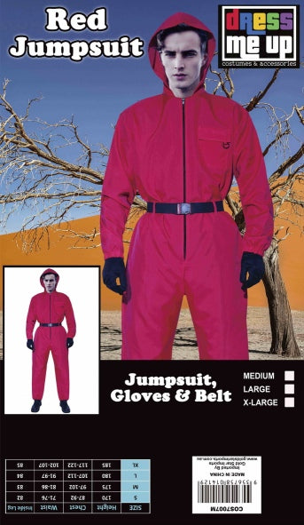 Pink Jumpsuit, Gloves and Belt size M